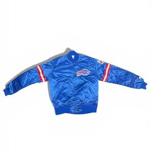 Vintage Buffalo Bills Blue Satin Bomber Jacket